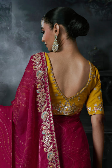 Classic Rani Fancy Organza Tissue Silk Designer Saree