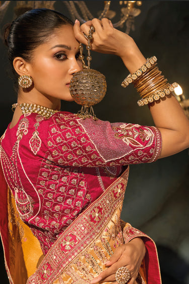 Royal Yellow Silk Wedding Collection Saree With Unstitched Blouse