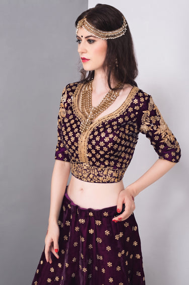 Classic Pure Velvet Wedding Lehenga Choli With Luxury Velvet Dupatta