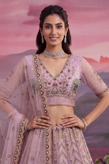 Luxury Pink Embroidered Designer Wedding Lehenga Choli