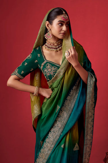 Regal Green Dola Crepe Zari Wedding Saree