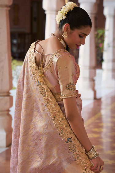 Regal Lavender Bridal Collection Kanjivaram Zari Weaving Saree