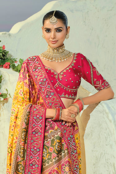 Ethnic Yellow Premium Patola Silk Saree With Heavy Silk Blouse