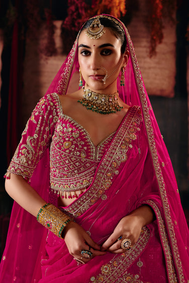 Fusion Rani Silk Heavy Handwork Bridal Lehenga Choli With Designer Net Dupatta