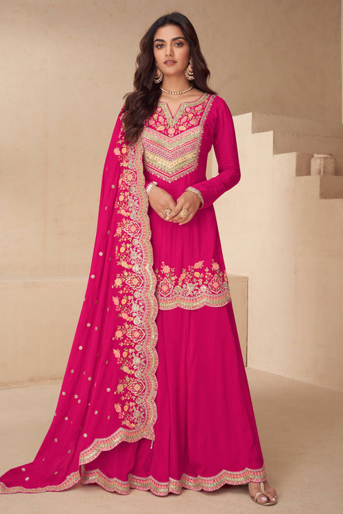 Rani Embroidery Work Readymade Palazzo Suit
