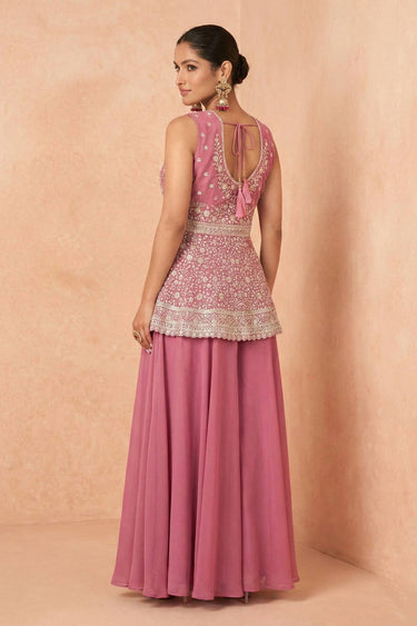Georgette Pink Embroidered Readymade Palazzo Salwar Suit