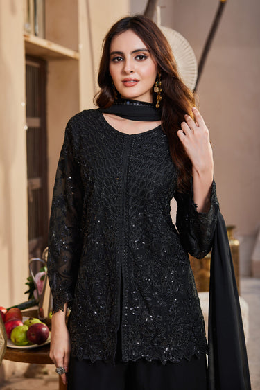Georgette Black Designer Readymade Palazzo Suit