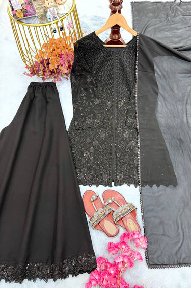 Georgette Black Designer Readymade Palazzo Suit