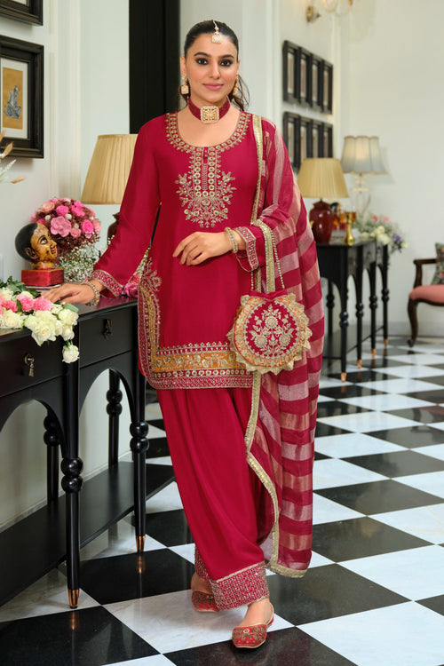 Elegant Rani Chinon Designer Readymade Salwar Kameez