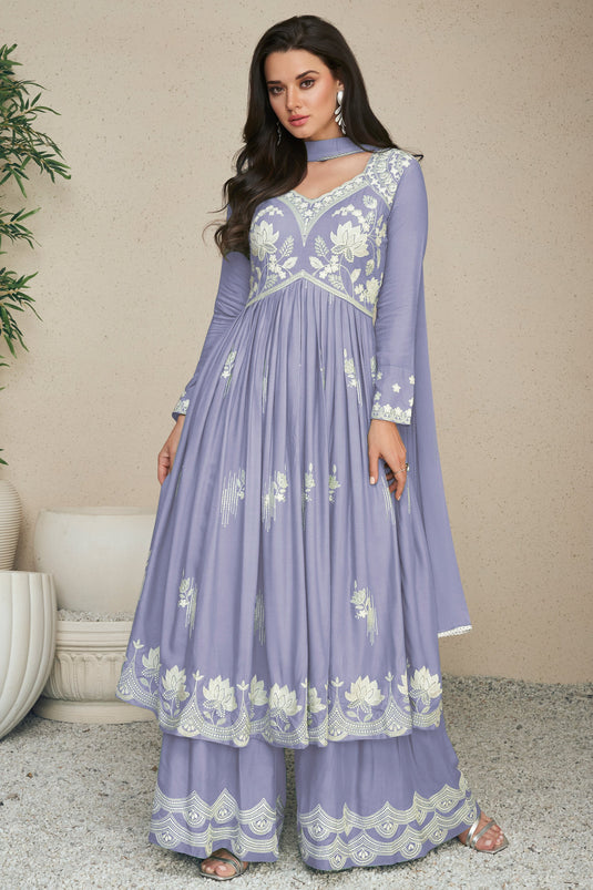 Eugeniya Belousova Blue Color Rayon Fabric Awesome Palazzo Suit