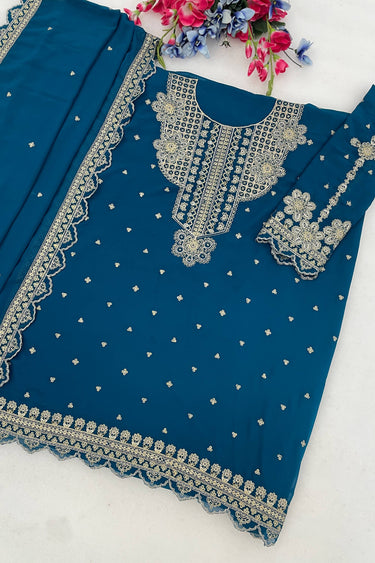 Teal Georgette Suit