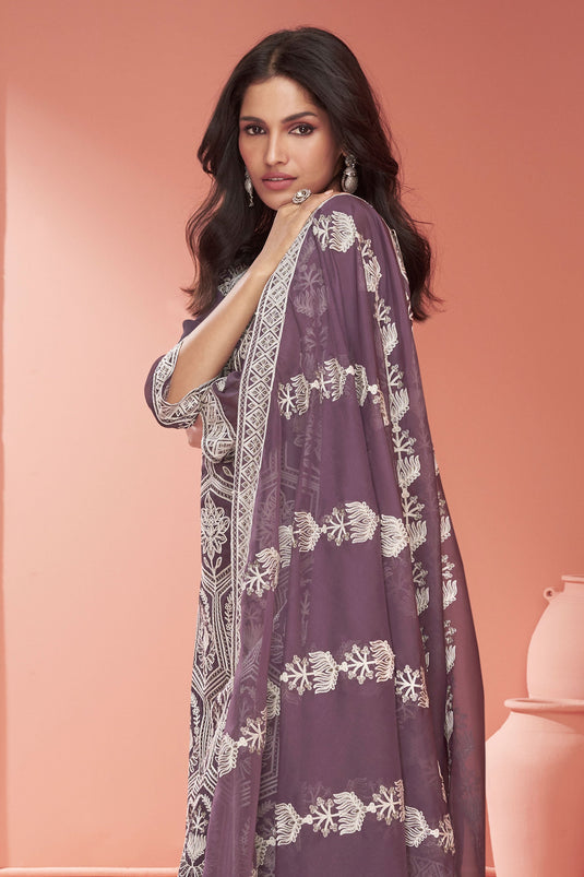 Vartika Singh Alluring Organza Fabric Lavender Color Palazzo Suit