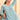 Embroidered Cyan Cotton Designer Readymade Straight Cut Dress