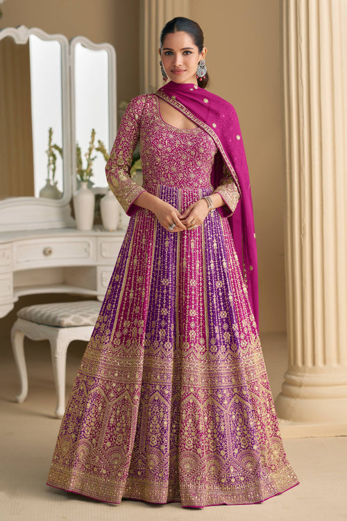 Heavy Embroidered Rani Anarkali Salwar Suit
