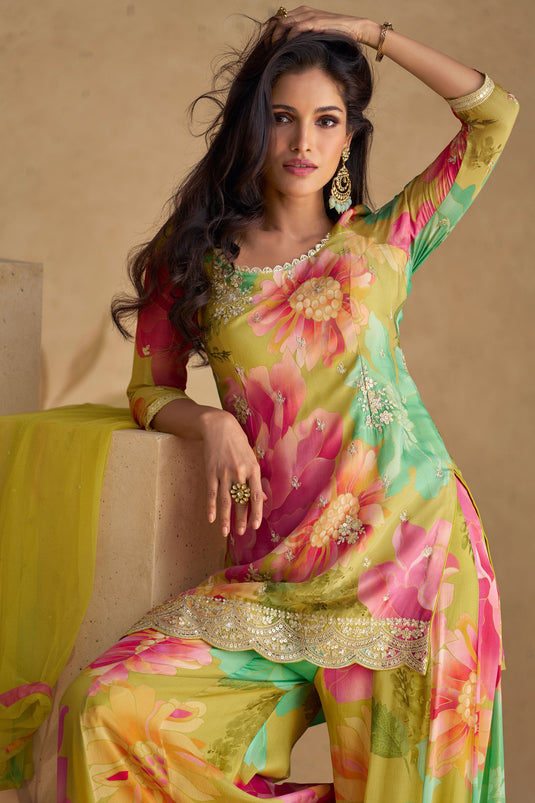 Vartika Singh Chinon Fabric Multi Color Winsome Palazzo Suit