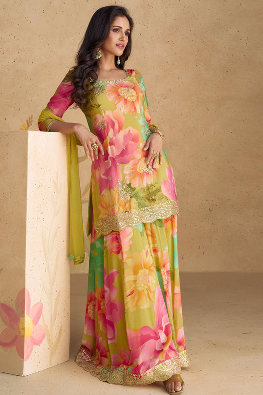Vartika Singh Chinon Fabric Multi Color Winsome Palazzo Suit