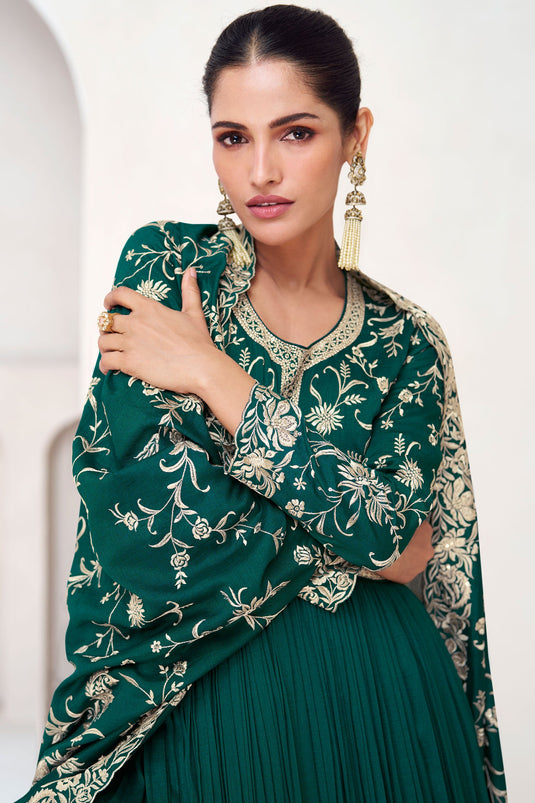 Vartika Singh Radiant Green Color Silk Readymade Gown With Dupatta
