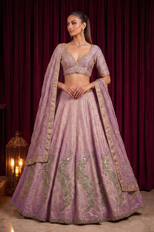 Viscose Fancy Embroidered Work Lavender Lehenga Choli