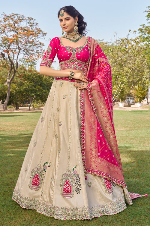 Wedding Function Beige Designer Lehenga With Embroidered Blouse
