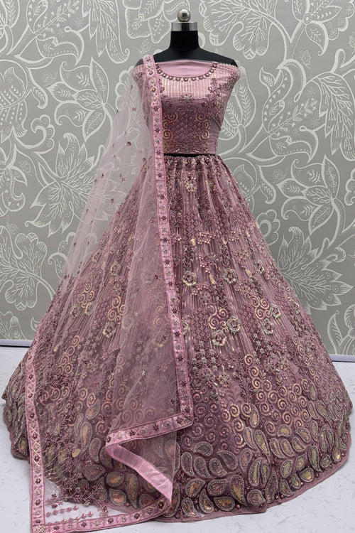 Heavy Embroidered Bridal Lehenga Choli In Pink Color
