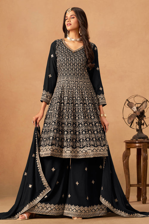 Black Function Wear Georgette Palazzo Suit
