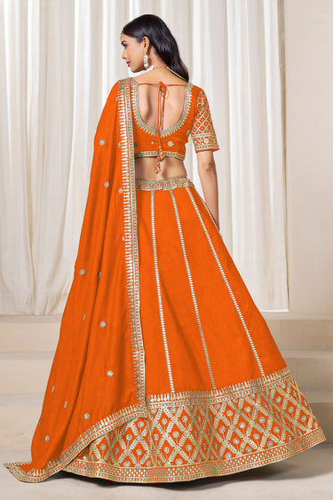 Orange Art Silk Occasion Wear Embroidered Lehenga Choli