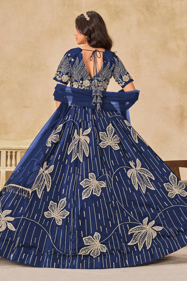 Blue Art Silk Heavy Embroidered Function Wear Lehenga Choli