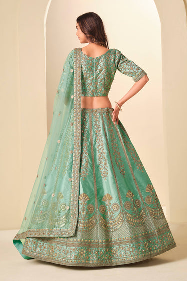 Grey Function Wear Art Silk Embroidered Lehenga Choli With Dupatta