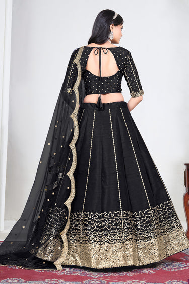 Black Art Silk Function Wear Lehenga With Designer Net Dupatta