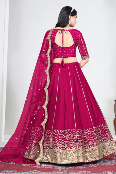 Art Silk Rani Function Wear Lehenga With Net Dupatta