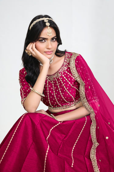 Art Silk Rani Function Wear Lehenga With Net Dupatta
