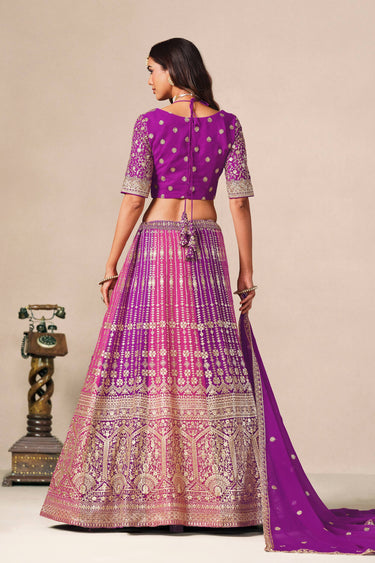 Elegant Purple Georgette Festive Wear Lehenga Choli