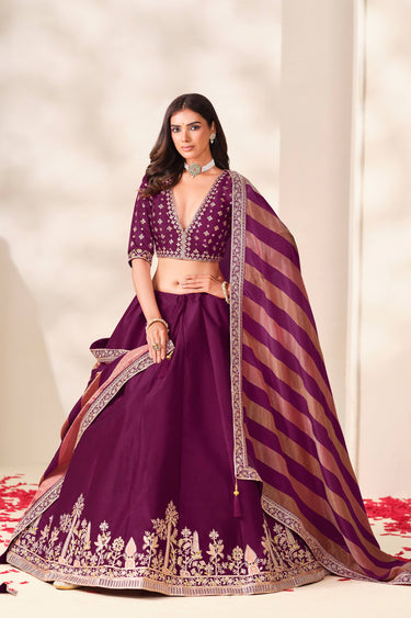 Designer Embroidered Magenta Sangeet Wear Lehenga Choli