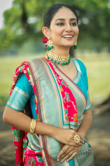 Adorable Rani Color Function Wear Banarasi Silk Weaving Work Reach Design Saree