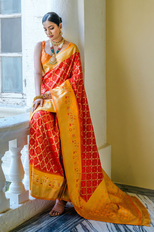 Festive Wear Banarasi Silk Red Color Weaving Work Saree