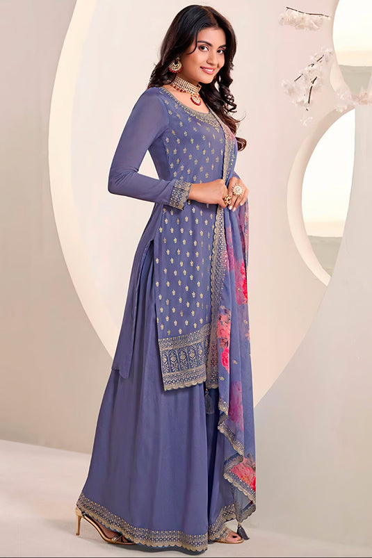 Lavender Color Chinon Fabric Alluring Function Wear Sharara Suit