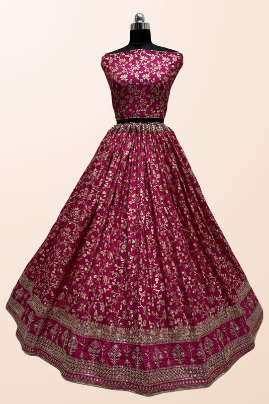Pink Color Exquisite Sequins Work Lehenga In Viscose Fabric