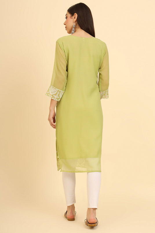 Tempting Georgette Khaki Color Casual Wear Readymade Kurti