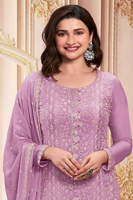 Prachi Desai Lovely Georgette Salwar Suit In Purple Color