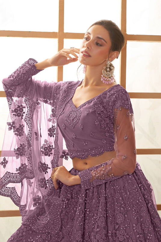 Sapphire Purple Designer Wedding Lehenga Choli