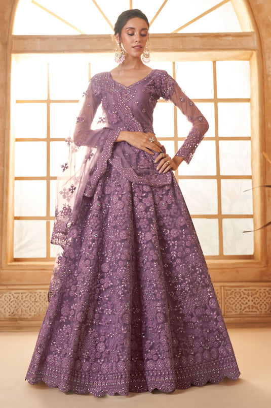 Sapphire Purple Designer Wedding Lehenga Choli