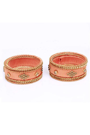 Fancy Handmade Silk Thread Peach Designer Bangles