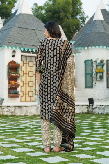 Fancy Fabric Imposing Black Color Top Bottom Dupatta Set