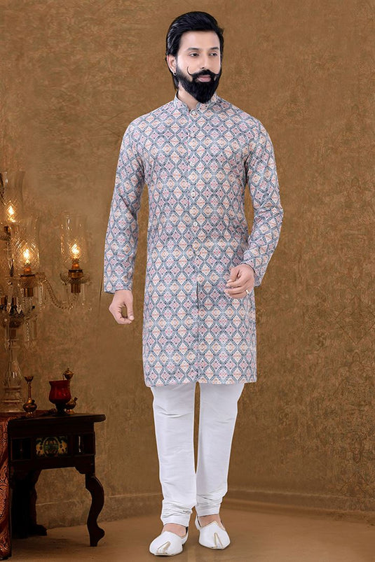 Sangeet Wear Cotton Fabric Beige Color Supreme Kurta Pyjama