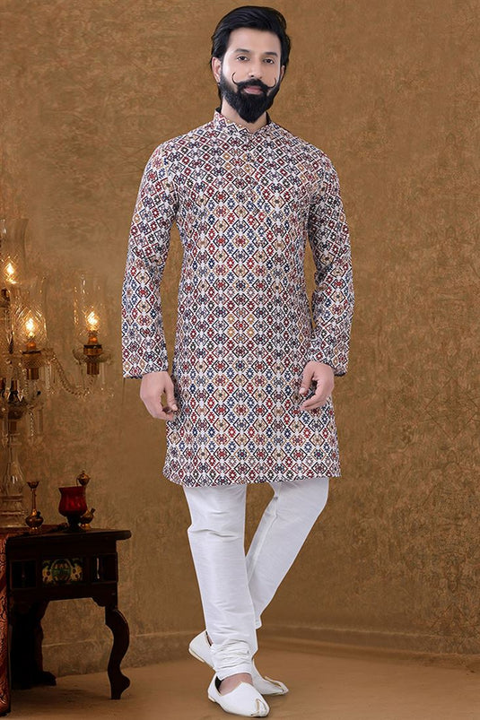 Multi Color Ethnic Wear Cotton Fabric Charismatic Kurta Pyjama