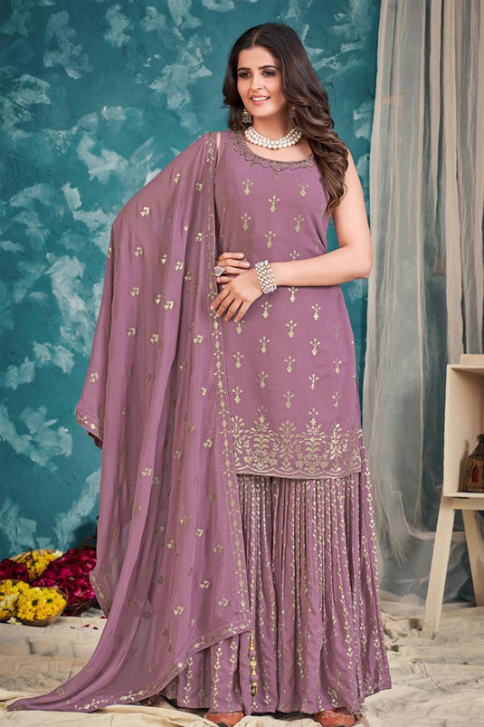 Komal Vora Engaging Lavender Color Georgette Sharara Suit