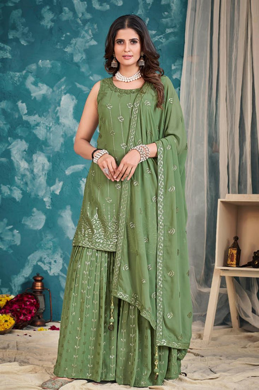 Komal Vora Classic Georgette Green Color Sharara Suit