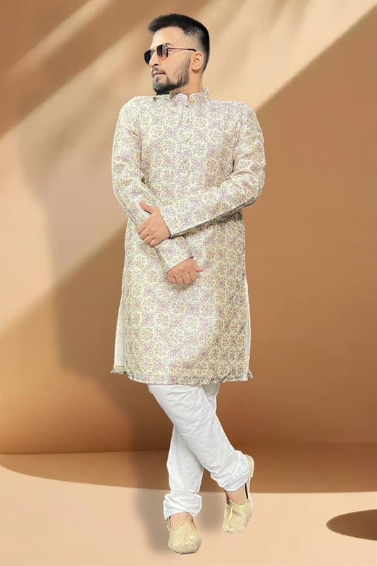 Artistic Readymade Men Kurta Pyjama For Wedding Wear