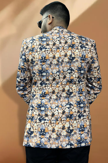 Light Yellow Color Cotton Fabric Party Wear Readymade Blazer For Men