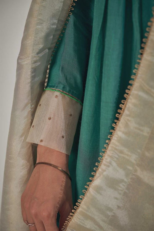 Exclusive Teal Color Muslin Silk Fabric Readymade Palazzo Kurta Set